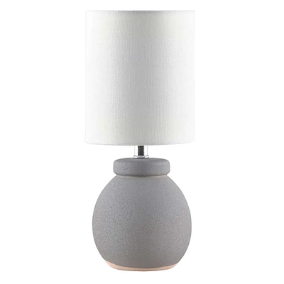 Grey Textured Round Mini Lamp with Shade, 13"