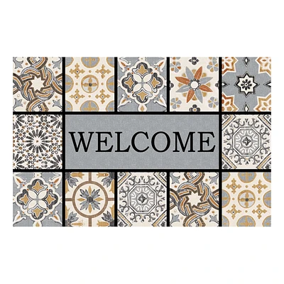 Patina Tiles Grey Welcome Doormat, 23x35