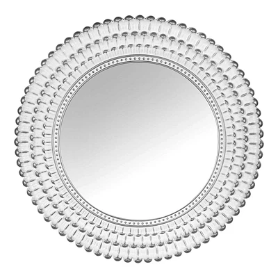 White & Silver Round Wall Mirror, 22"