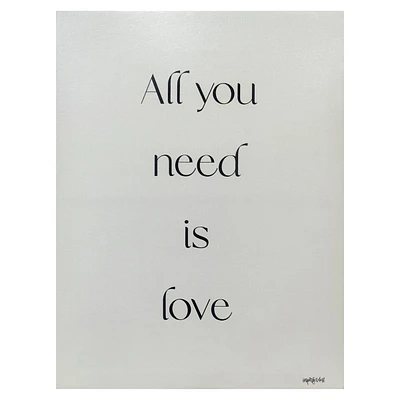 All You Need Is Love Canvas Wall Sign, 12x16