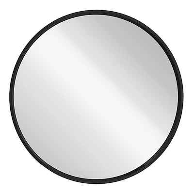 Black Wooden Round Wall Mirror, 28"