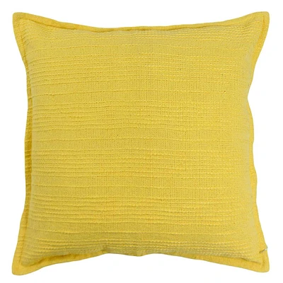 Yellow Woven Striped Slub Throw Pillow, 18"