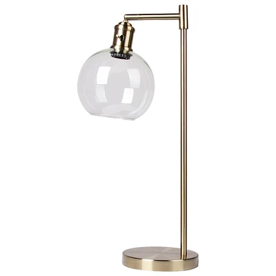 Silver Clear Glass Metal Task Lamp, 24"