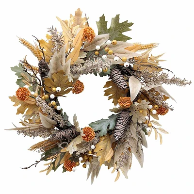 Tan Oak Leaf Wreath, 24"