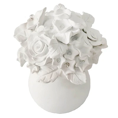 White Flower Bouquet Figurine, 7"