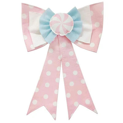 Mrs. Claus' Bakery Pink & White Polka Dot Bow, 16"