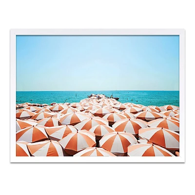 Glass Framed Beach Umbrella Print Wall Art, 18x24