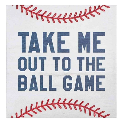 Take Me Out to Ball Game Baseball Canvas Wall Art, 14"