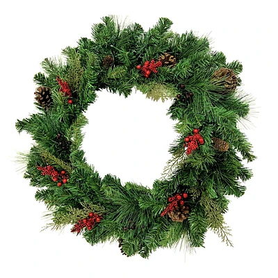 Pre-Lit Mixed Pine & Berry Wreath