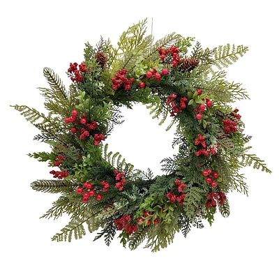 Red Berry & Pine Wreath, 24"