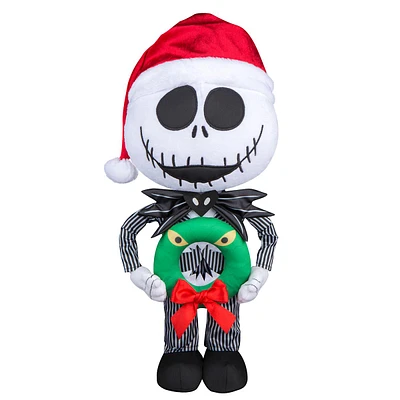 The Nightmare Before Christmas Jack Skellington with Monster Wreath Plush Greeter, 19"