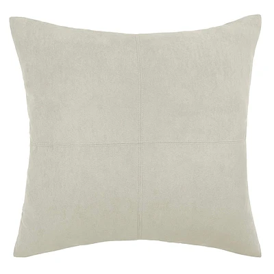 Ivory Faux Suede Throw Pillow, 24"