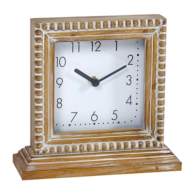 Beaded Square Wooden Clock, 8x7.5