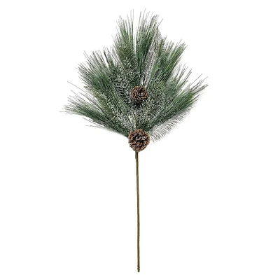 Flocked Pine Needle & Pinecone Stem, 28"