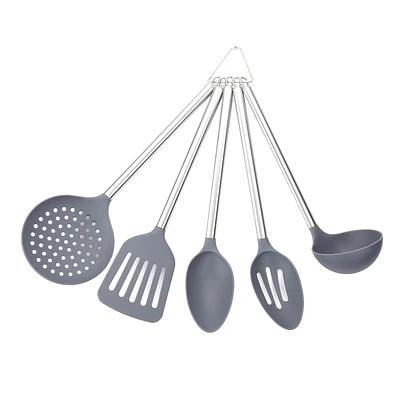 5-Piece Grey Handle Kitchen Tool Set