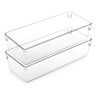 2-Pack Clear Cosmetic Drawer Organizer