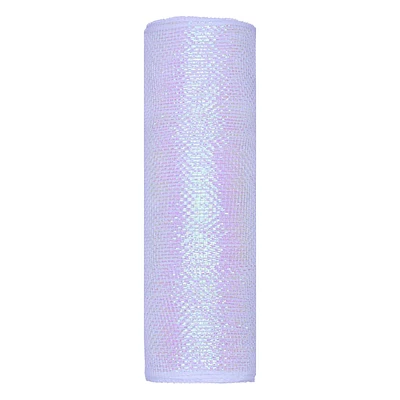 10.5" White Iridescent Mesh Ribbon, 10yd