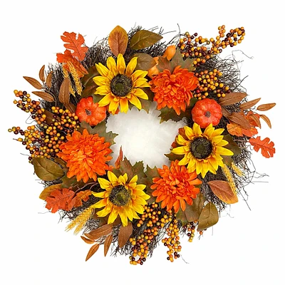 Fall Sunflower Floral Wreath