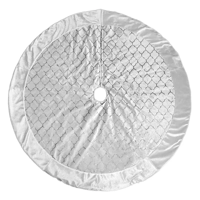 Glittered White Velvet Tree Skirt, 48"