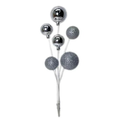 Silver Ball Pick Ornament, 10"