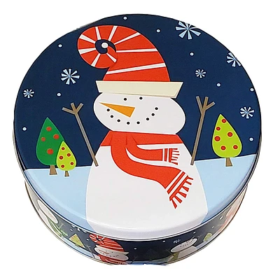 Round Snowman Gift Tin, 2lb