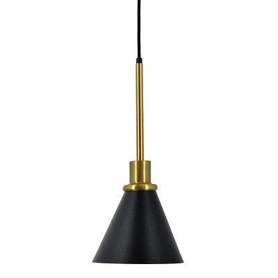 Black & Brass Metal Hardwire Pendant Light, 16"