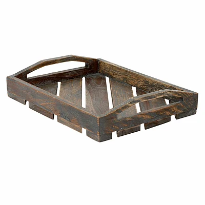 Dark Brown Wood Rectangle Tray, 10x8