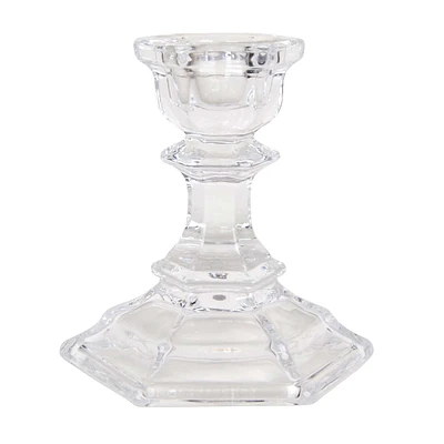 Providence Clear Glass Taper Candle Holder, 4"