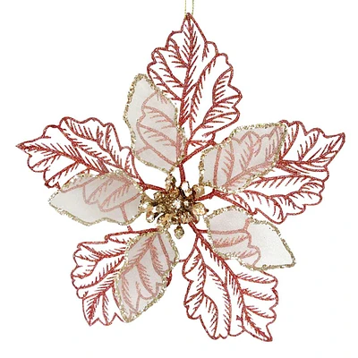 Dark Pink Poinsettia Ornament, 9.5"