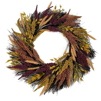 Wheat & Heather Autumn Wreath, 22"