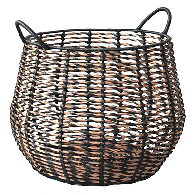 Rocco Black & Natural Rattan Storage Basket