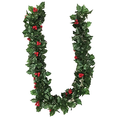 Red Berry & Green Holly Chain Garland, 5.5'