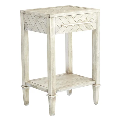 Providence Kate 1-Drawer & 1-Shelf Parquet Wooden Side Table