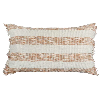 Striped Throw Pillow with Fringe