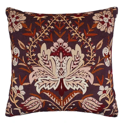 Burgundy Embellished Fall Throw Pillow, 20"