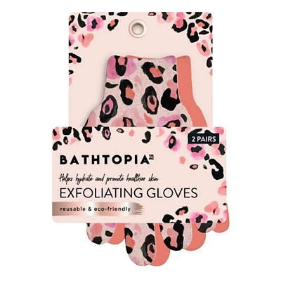 Danielle 2Pk Exfoliating Gloves - Leopard