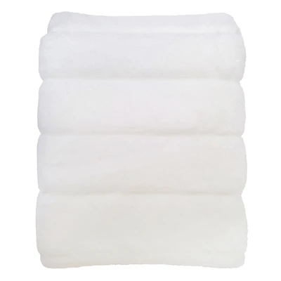 Glambition White Faux Fur Striped Throw Blanket, 50x60