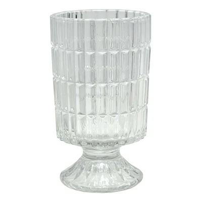 Providence Footed Clear Glass Vase, 4x7