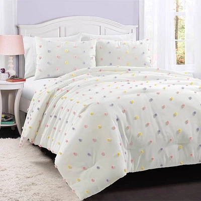 Tiny Dreamers 2-Piece White Tufted Dot Comforter Set