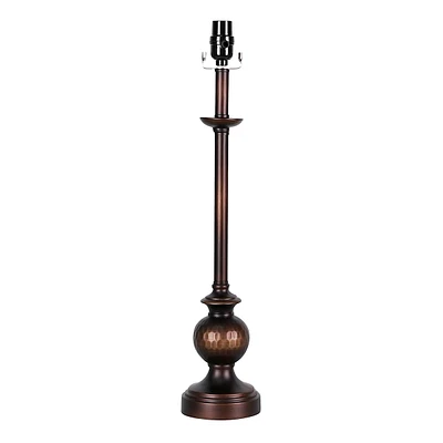 Bronze & Wood Table Lamp Base, 24"