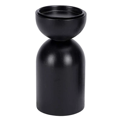 Tracey Boyd Black Wood Pillar Candle Holder