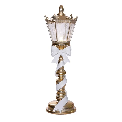 Lamp Post with White Bow, 16"