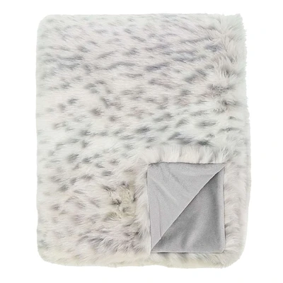 Snow Leopard Faux Fur Throw Blanket,  50x60