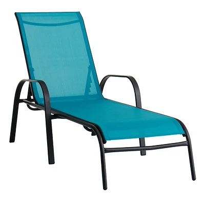 Stackable Teal Sling Patio Chaise Lounge Chair