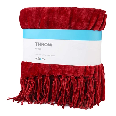 Red Fringe Throw Blanket, 50x60