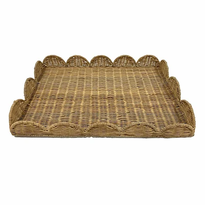 Rattan Scalloped Tray, 20"