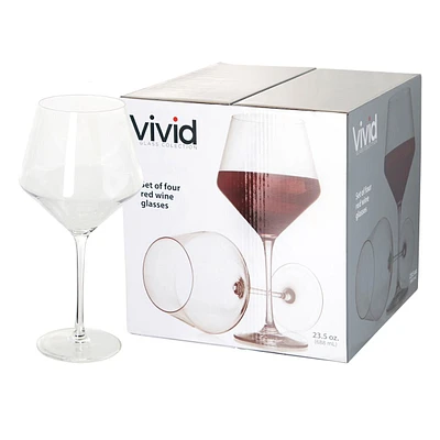 Vivid Set of 4 Stemmed Wine Glasses, 23oz