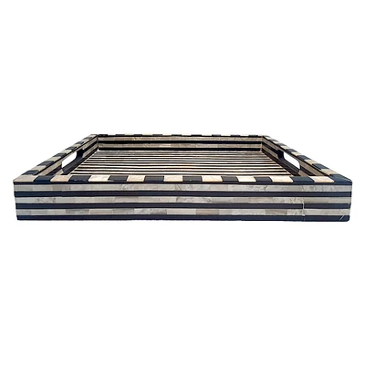 Black & Tan Striped Decorative Tray, 16x12