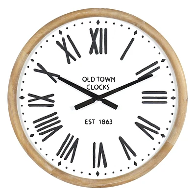 Wooden Framed Round Wall Clock, 25"