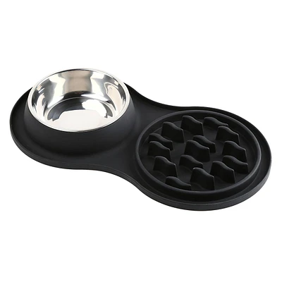 1.5-Cup Silicone Slow Pet Bowl Set